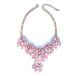 Blush Pink Aurora Stone Floral Bib Necklace